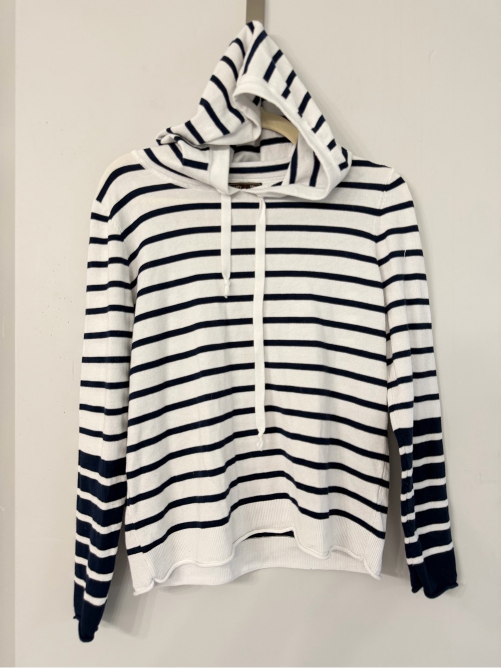 Lety & Me Navy Blue and White Stripes Hooded Long Sleeve Shirt Women’s Medium